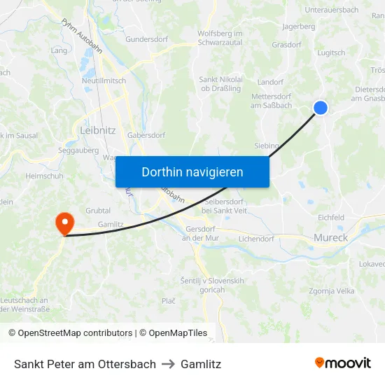 Sankt Peter am Ottersbach to Gamlitz map