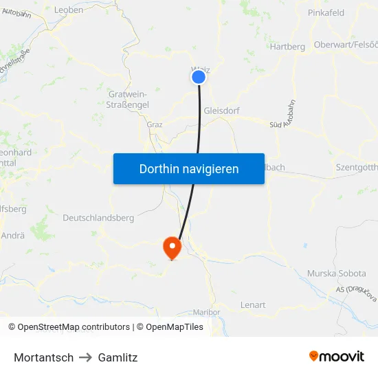 Mortantsch to Gamlitz map