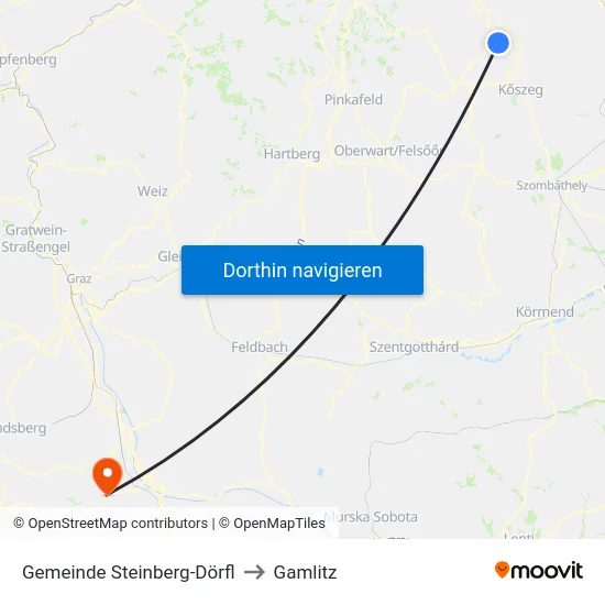 Gemeinde Steinberg-Dörfl to Gamlitz map
