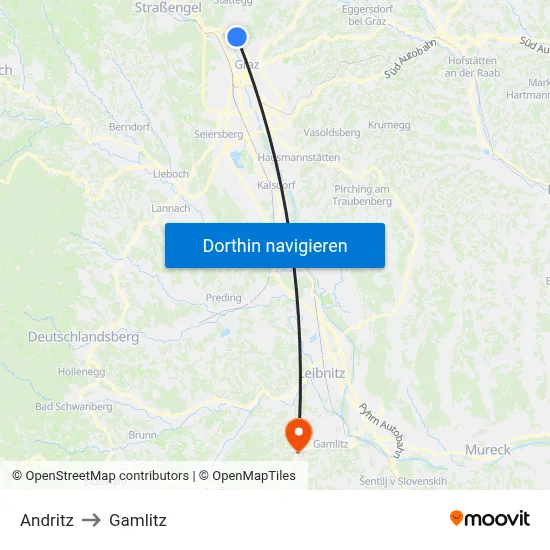 Andritz to Gamlitz map