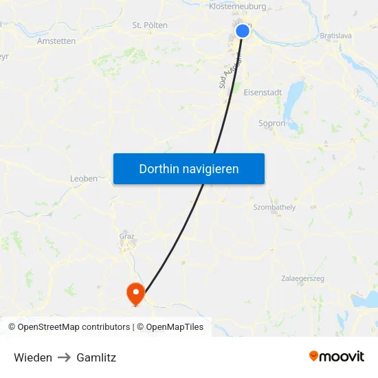 Wieden to Gamlitz map