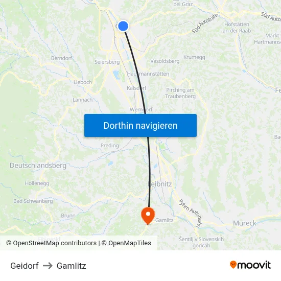 Geidorf to Gamlitz map