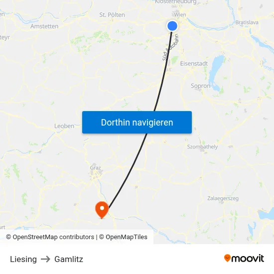 Liesing to Gamlitz map