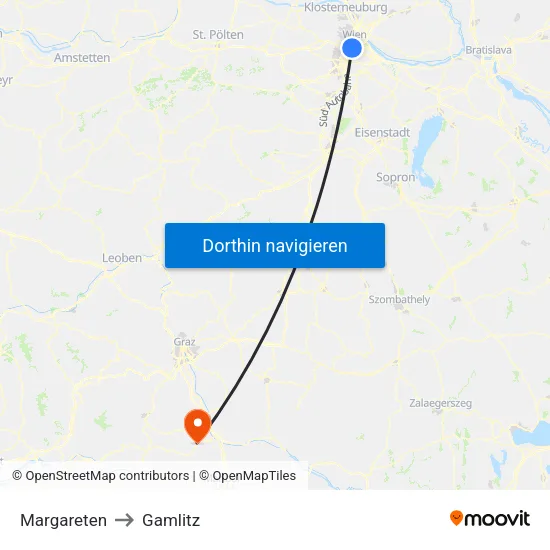 Margareten to Gamlitz map