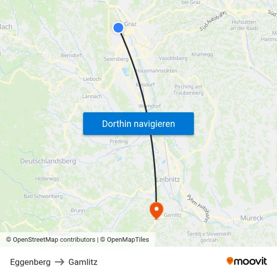 Eggenberg to Gamlitz map