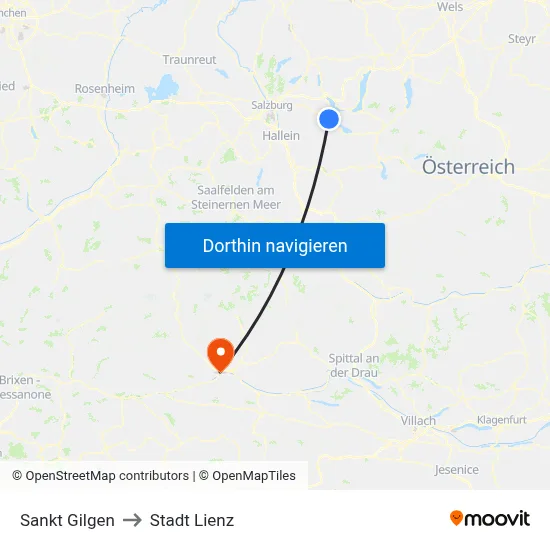 Sankt Gilgen to Stadt Lienz map
