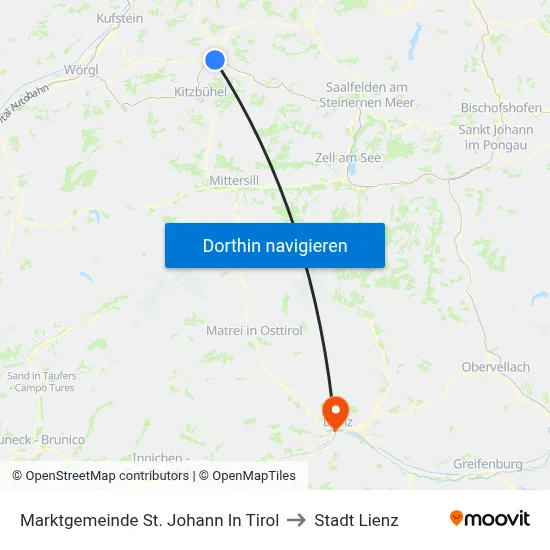 Marktgemeinde St. Johann In Tirol to Stadt Lienz map