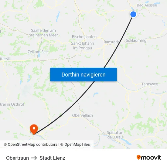 Obertraun to Stadt Lienz map