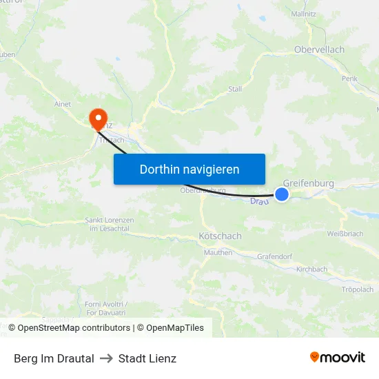 Berg Im Drautal to Stadt Lienz map