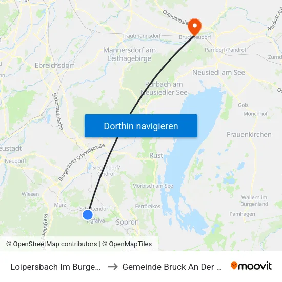 Loipersbach Im Burgenland to Gemeinde Bruck An Der Leitha map