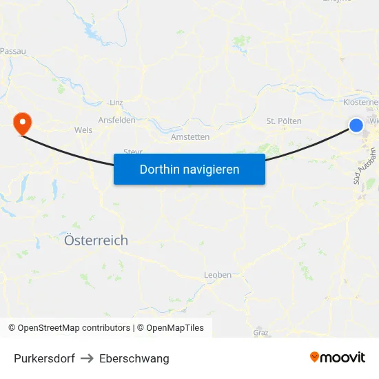 Purkersdorf to Eberschwang map