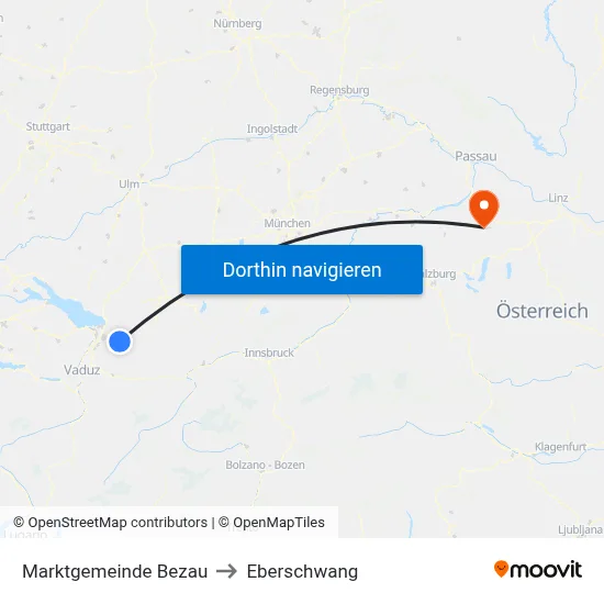 Marktgemeinde Bezau to Eberschwang map