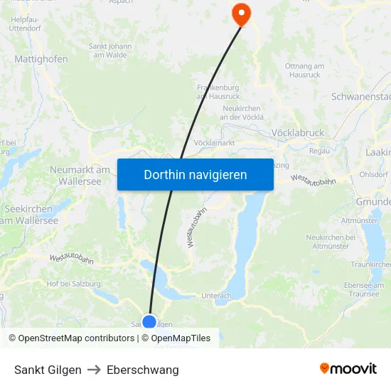 Sankt Gilgen to Eberschwang map