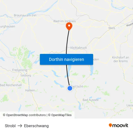 Strobl to Eberschwang map