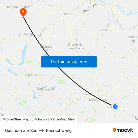 Gaishorn am See to Eberschwang map