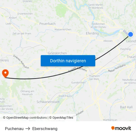 Puchenau to Eberschwang map