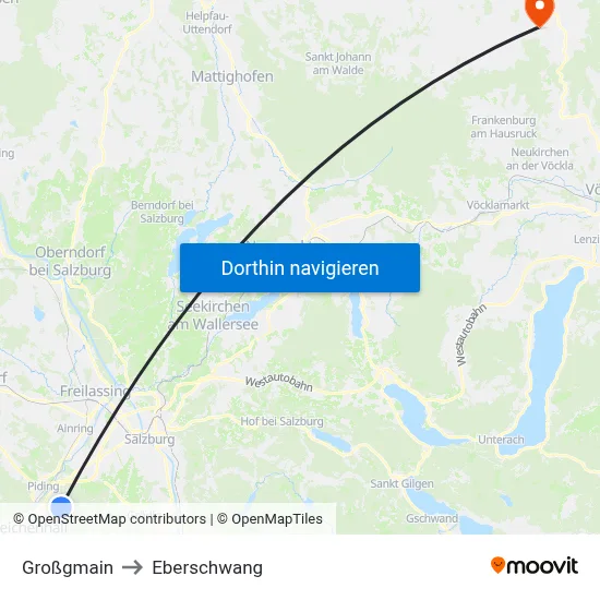 Großgmain to Eberschwang map