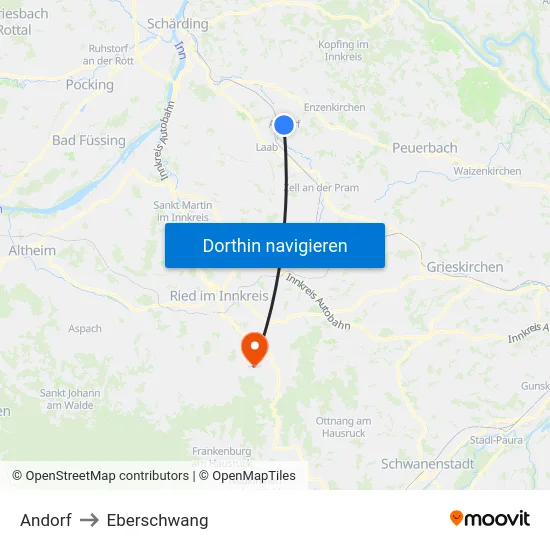 Andorf to Eberschwang map