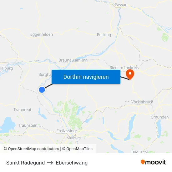 Sankt Radegund to Eberschwang map