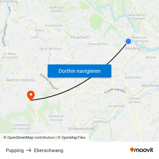Pupping to Eberschwang map