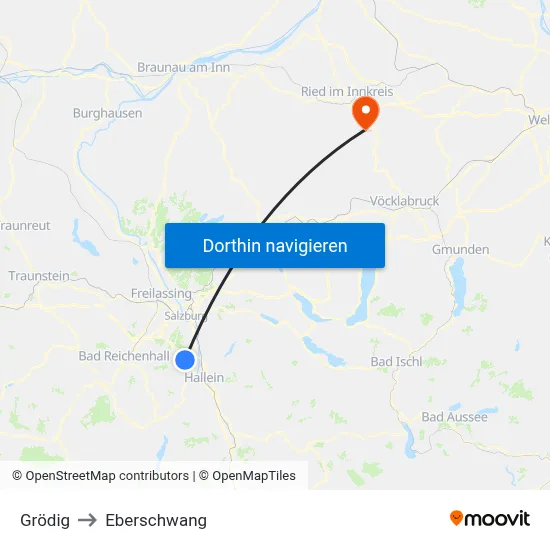 Grödig to Eberschwang map