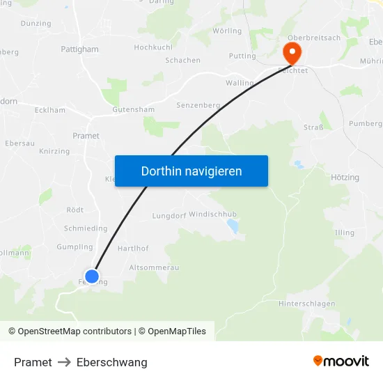 Pramet to Eberschwang map