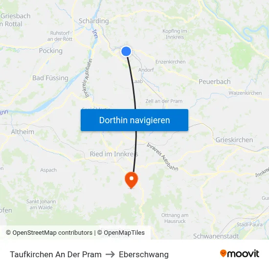 Taufkirchen An Der Pram to Eberschwang map