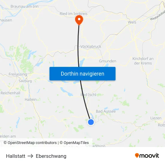 Hallstatt to Eberschwang map