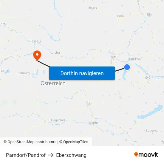 Parndorf/Pandrof to Eberschwang map