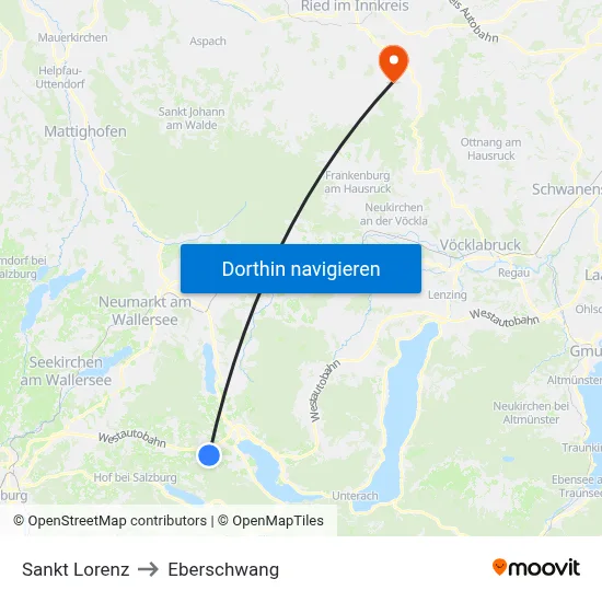 Sankt Lorenz to Eberschwang map
