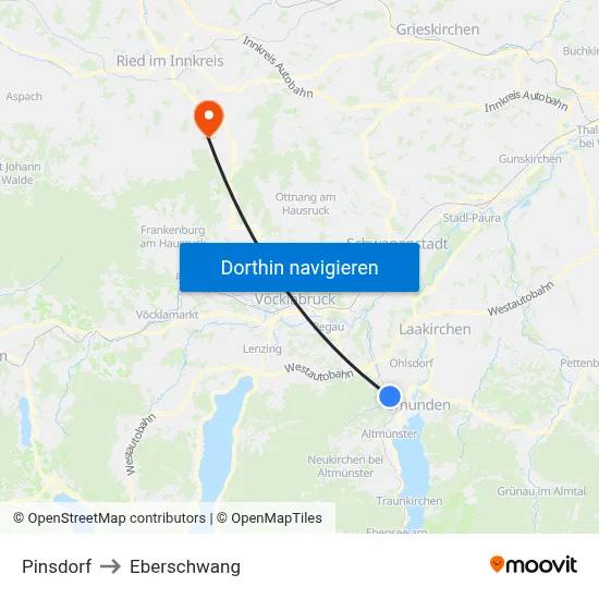 Pinsdorf to Eberschwang map