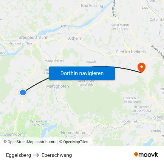 Eggelsberg to Eberschwang map