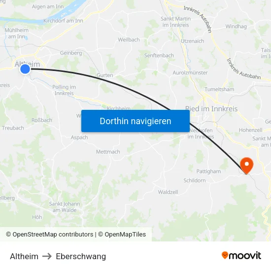 Altheim to Eberschwang map
