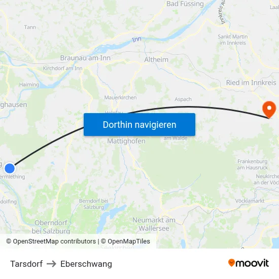 Tarsdorf to Eberschwang map