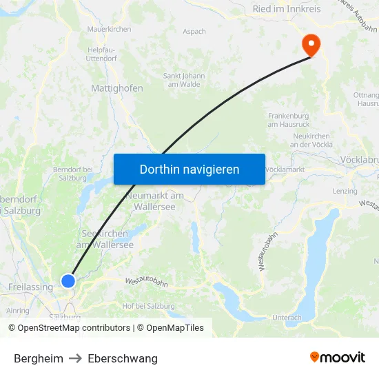 Bergheim to Eberschwang map