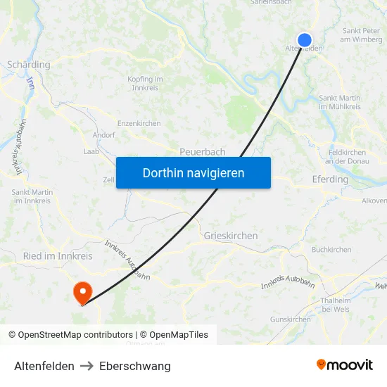 Altenfelden to Eberschwang map