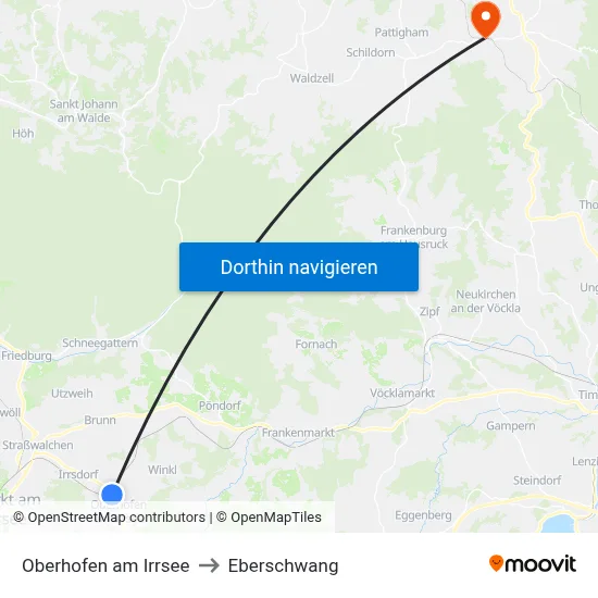 Oberhofen am Irrsee to Eberschwang map