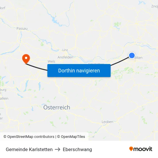 Gemeinde Karlstetten to Eberschwang map