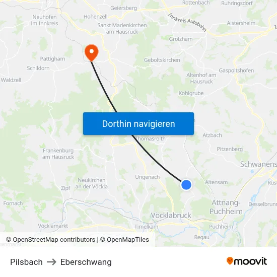 Pilsbach to Eberschwang map