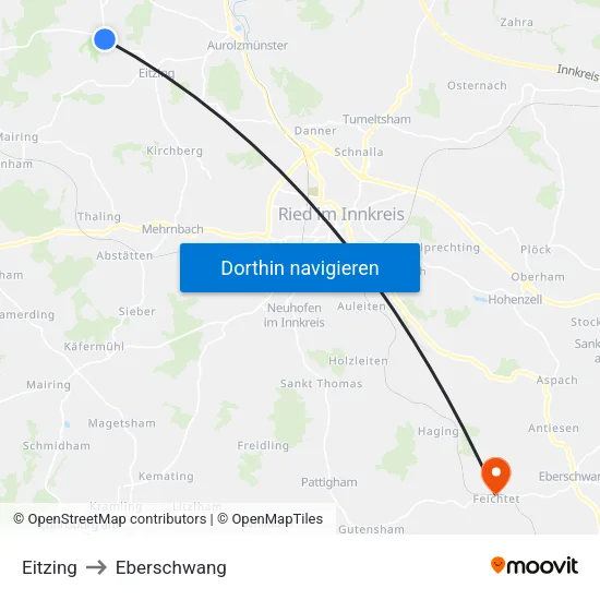 Eitzing to Eberschwang map