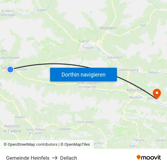 Gemeinde Heinfels to Dellach map