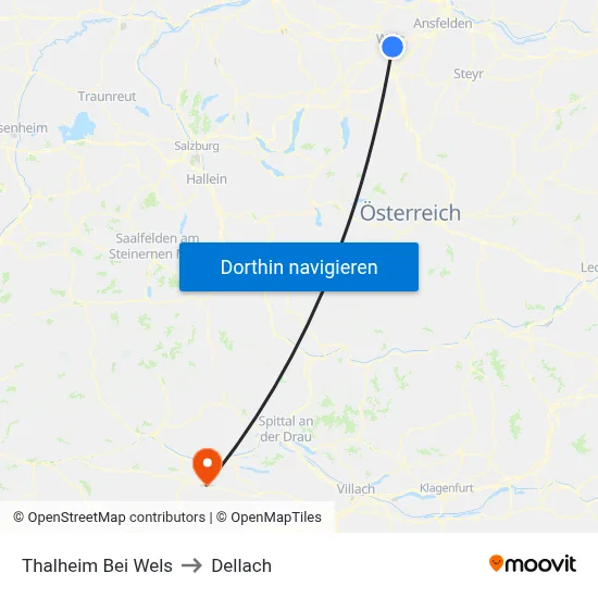 Thalheim Bei Wels to Dellach map