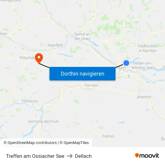 Treffen am Ossiacher See to Dellach map