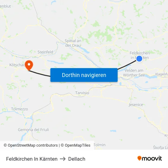 Feldkirchen In Kärnten to Dellach map