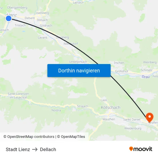 Stadt Lienz to Dellach map