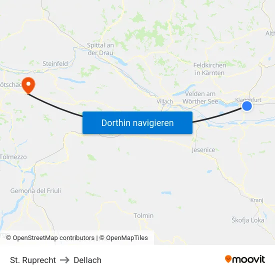 St. Ruprecht to Dellach map
