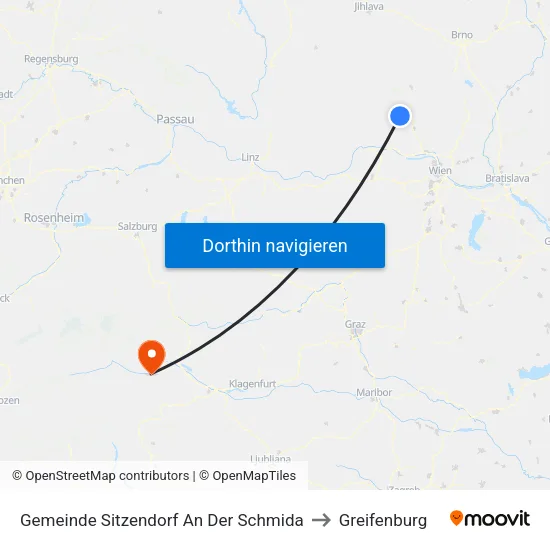Gemeinde Sitzendorf An Der Schmida to Greifenburg map
