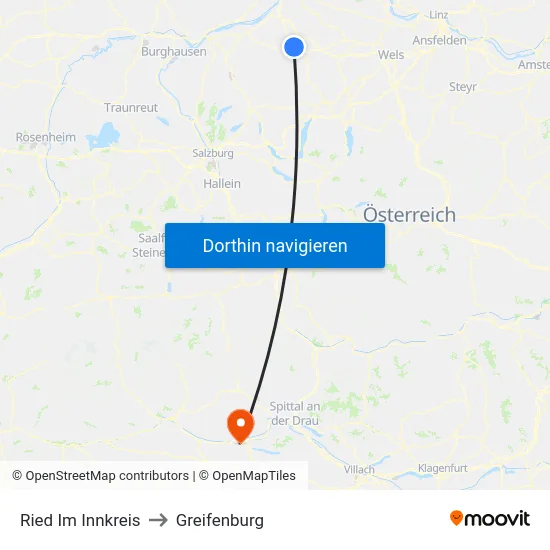 Ried Im Innkreis to Greifenburg map