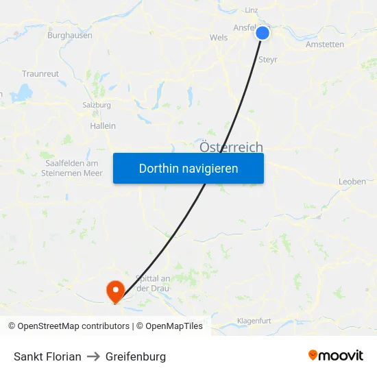 Sankt Florian to Greifenburg map