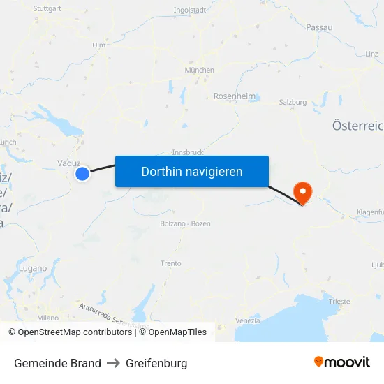 Gemeinde Brand to Greifenburg map